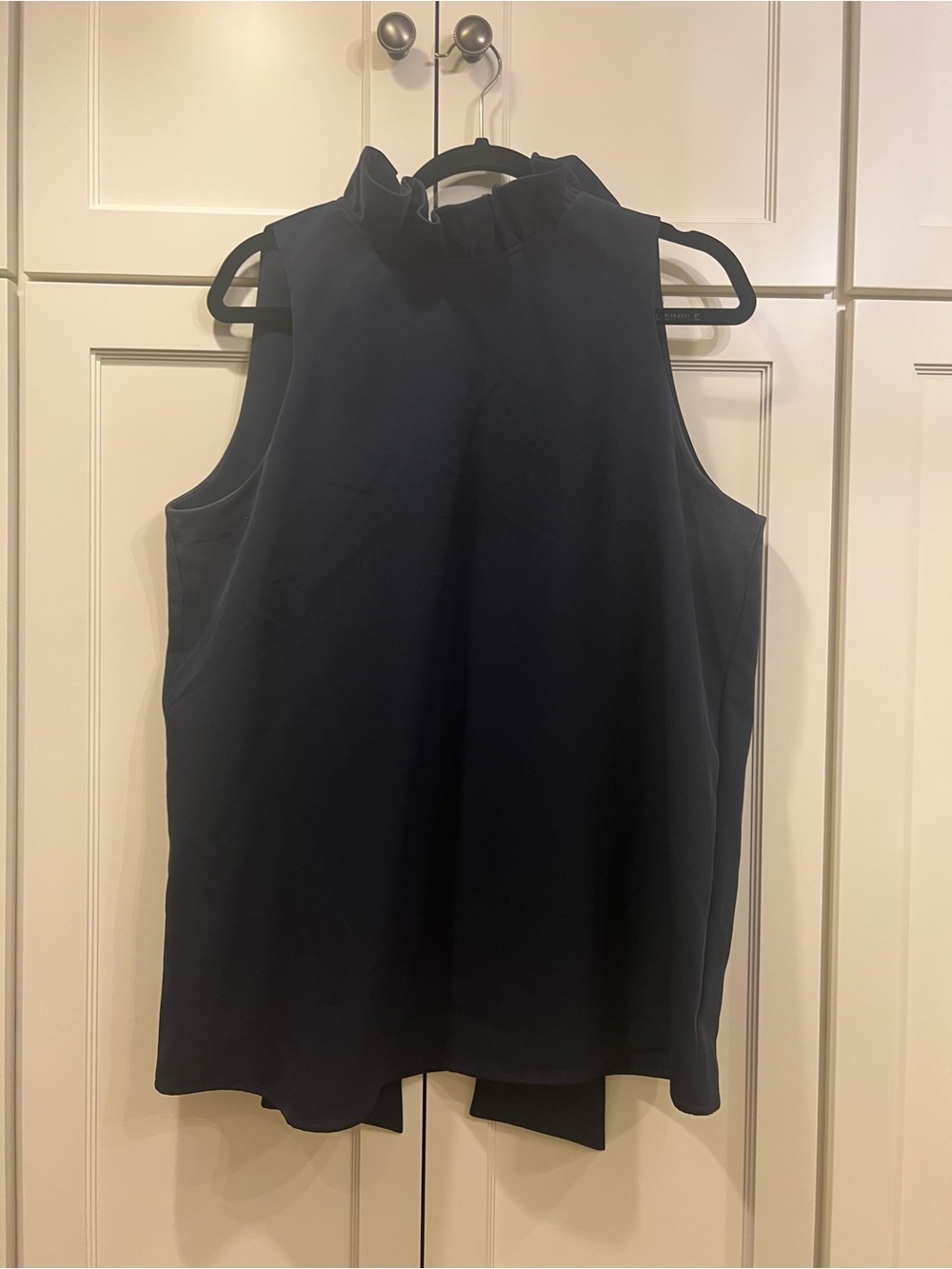 Tuckernuck Navy Sleeveless Ruffle Mock Neck/ Tie Back Camisole